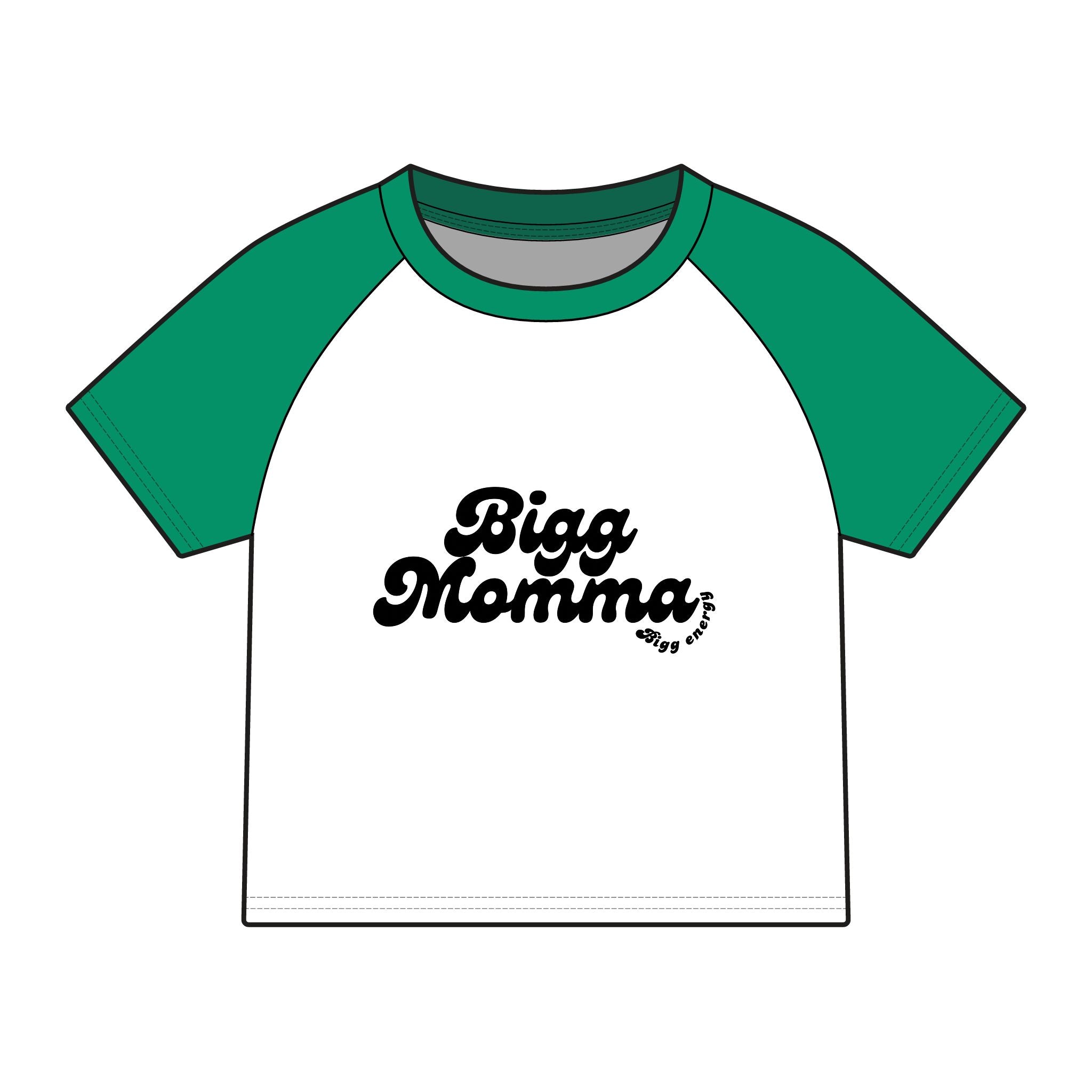Bigg Momma script logo Raglan Tee | Baby tee