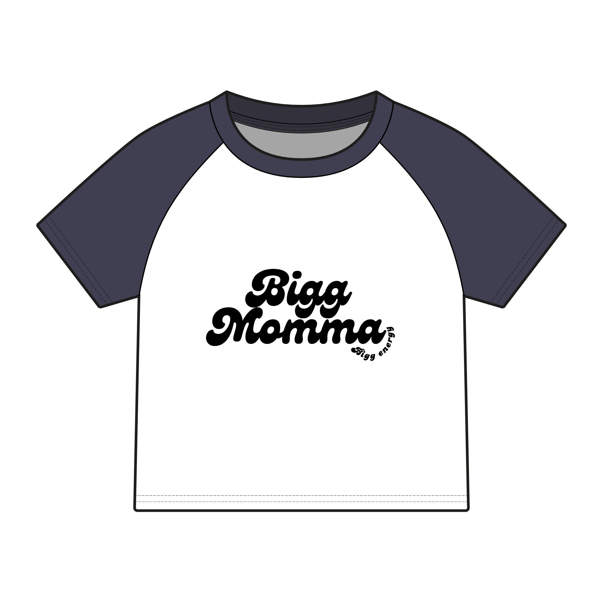 Bigg Momma script logo Raglan Tee | Baby tee